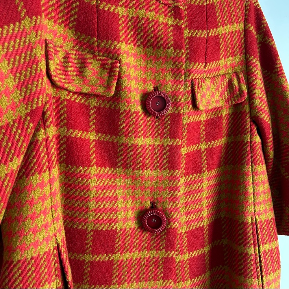 Dan Millstein Vintage 50s 60s Mod Plaid Swing Coat Womens S - Picture 3 of 14